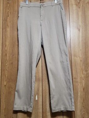 Lee Pants Womens 34"Chino Stretch Flex Flat Front Khaki High Rise 4 Pkt Minimal